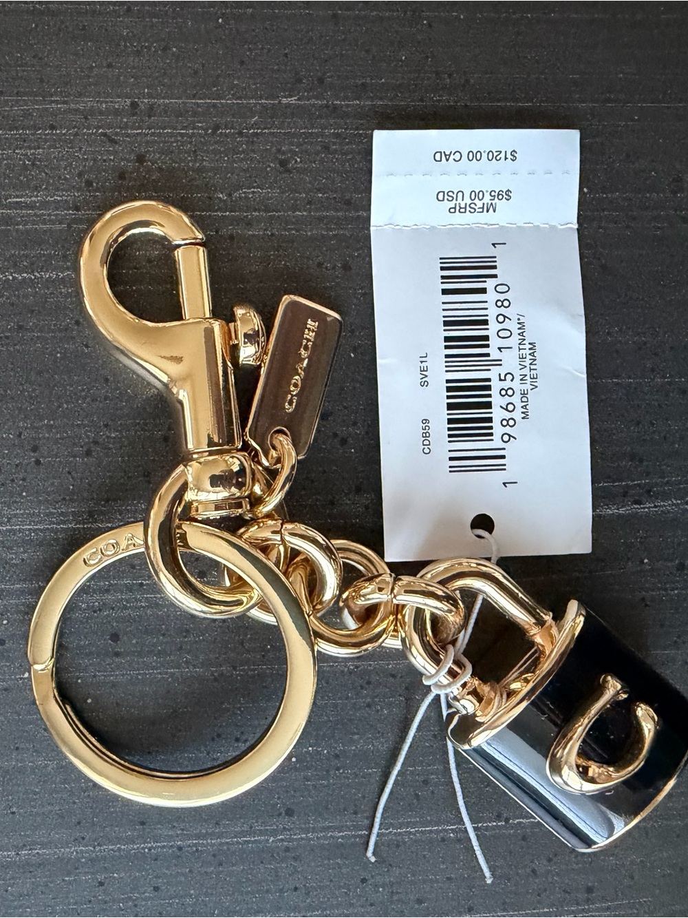 Coach Black & Gold “Padlock” Bag Charm NWT - Picture 5 of 5